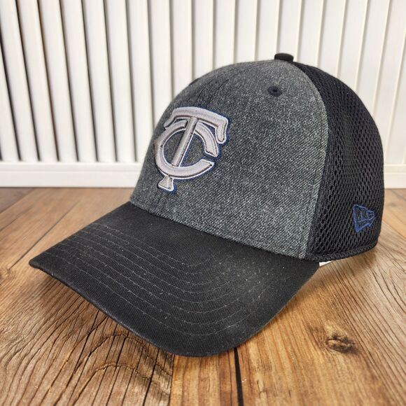 Minnesota Twins New Era 39thirty Sz L/XL Hat Cap Black Gray MLB Baseball Stretch - Picture 1 of 12